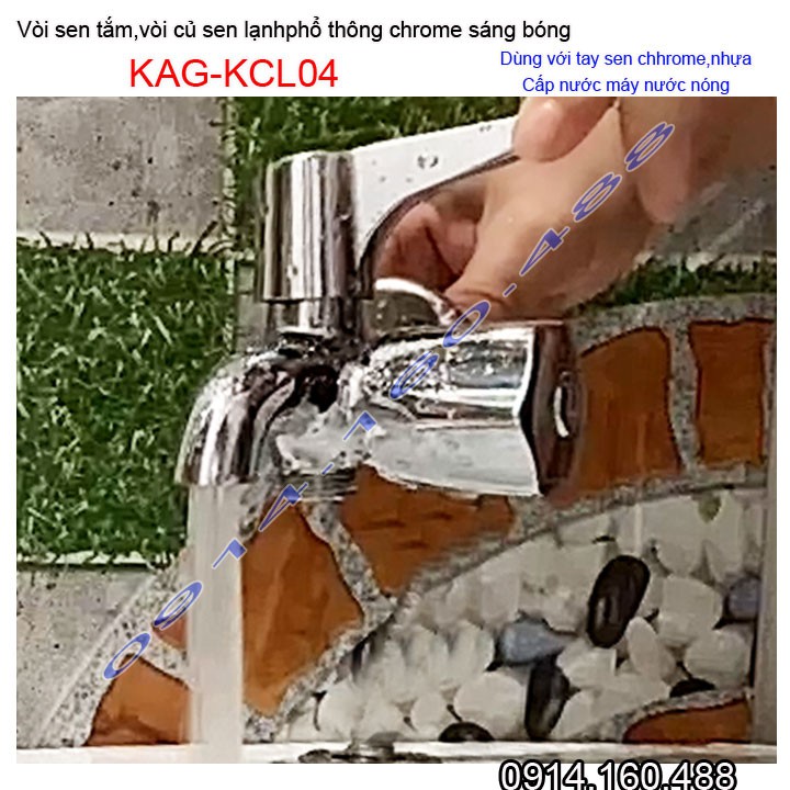 Vòi sen lạnh gắn tường KAG-KCL04 tay gạt Vuông, Củ Sen tắm lạnh Chrome bóng nước chảy mạnh siêu bền thiết kế đẹp