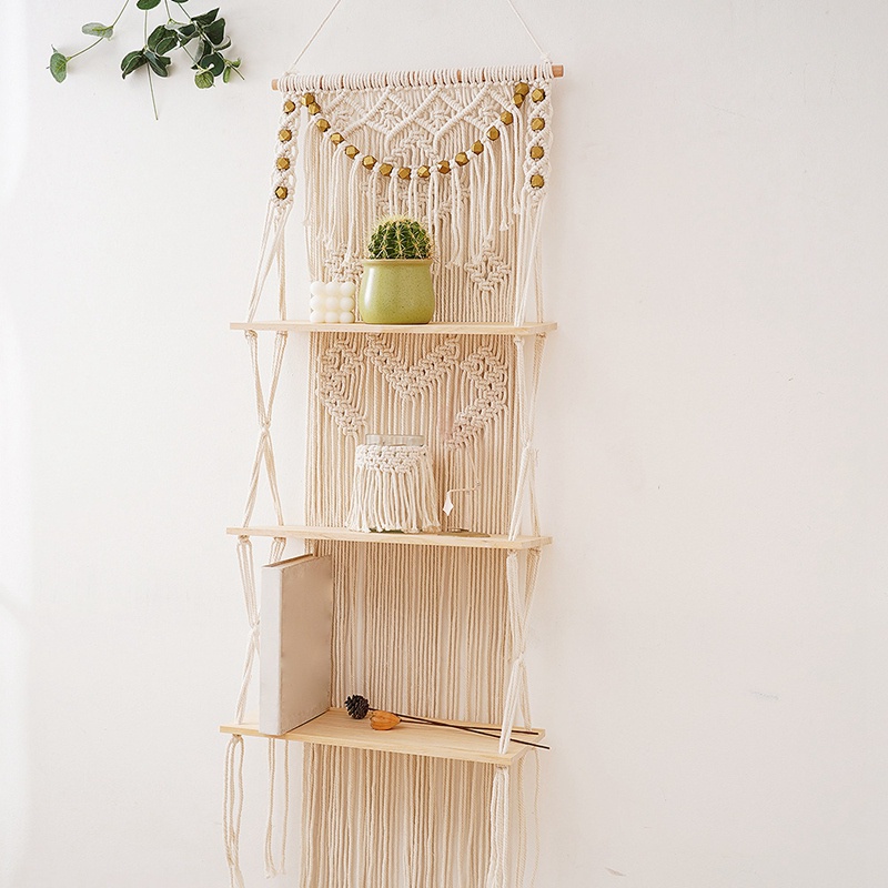 Kệ Treo Tường 3 Tầng Dạng Nổi Phong Cách Boho Trang Trí Phòng Ngủ / Phòng Tắm / Chậu Cây Cảnh