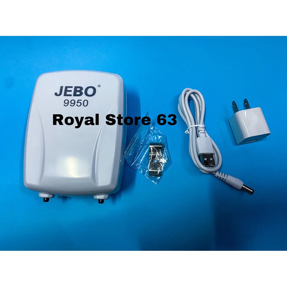 Jebo 9950 máy tạo oxy tích điện dự phòng khi cúp điện cho bể cá