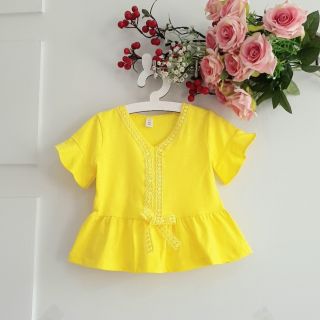 Áo thun cổ tim viền ren bé gái (20-35kg)