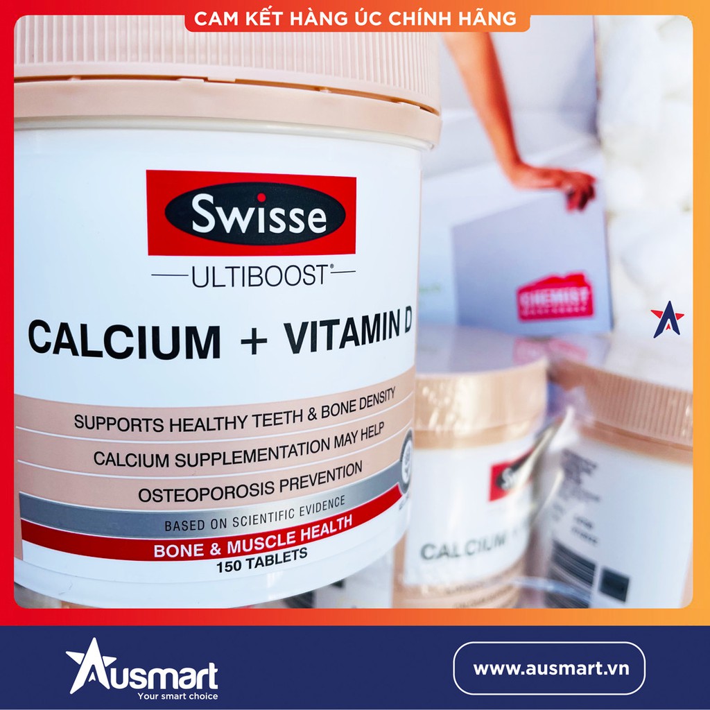 [ HÀNG CHÍNH HÃNG ] Calcium + Vitamin D Swisse Ultiboost 150 viên uống bổ sung Canxi chống loãng xương