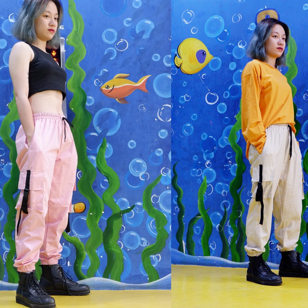Quần túi hộp màu hồng và màu be ( size S - 3XL từ 30kg - 100kg )