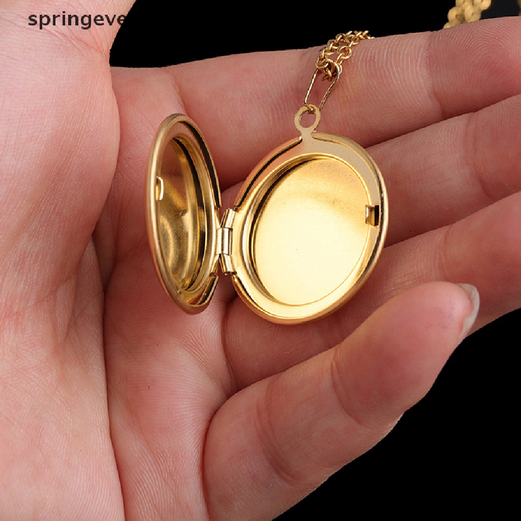 springeven Stainless Steel Photo Locket Necklace 3 Colors Open Round Pendant Necklaces RFT