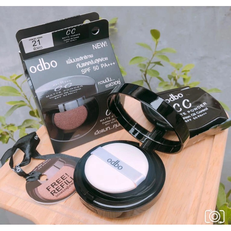 Phấn Nước CC Odbo Cushion Matte Powder Oil Control SPF 50 hàng Thái Lan (TẶNG 1 LỖI KEM)