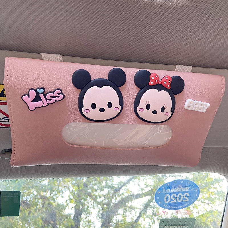 Car Tissue Box Sun Visor Hanging Female Cute Internet-Famous Decoration Car Tissue Bag Sets Front Row Car Tissue Box Auto department store supplies