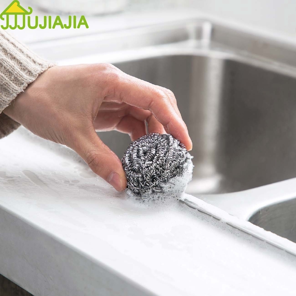 Set 10 Nùi Chùi Rửa Nồi Chảo JUJIAJIA Bằng Sợi Thép Không Gỉ Mỏng