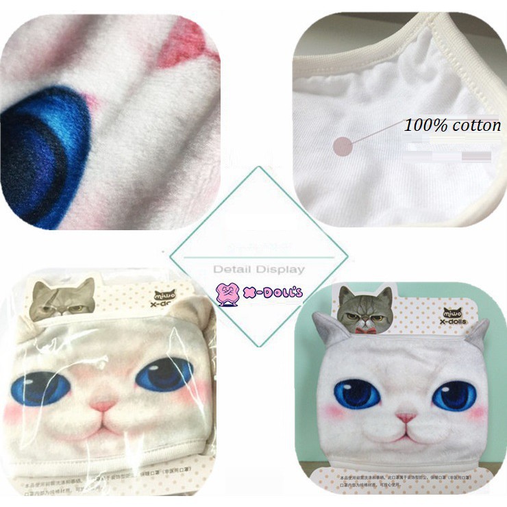 23 mẫu khẩu trang 3d Xdolls chính hãng 100% cotton hình mèo chó hổ báo mặt cười mũi lợn cực độc | BigBuy360 - bigbuy360.vn