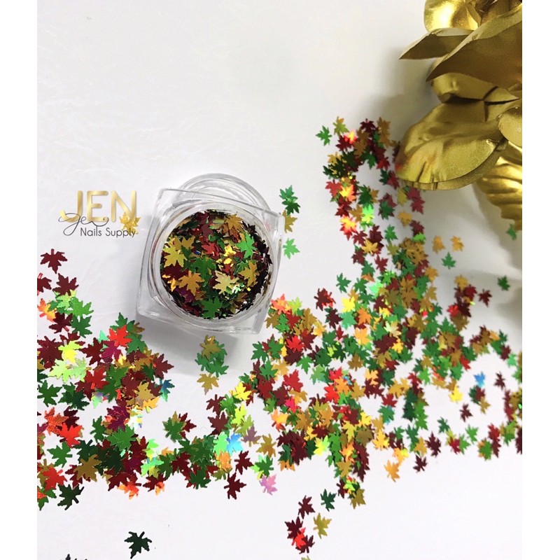 Sequin lá phong mix màu-phụ kiện nail móng