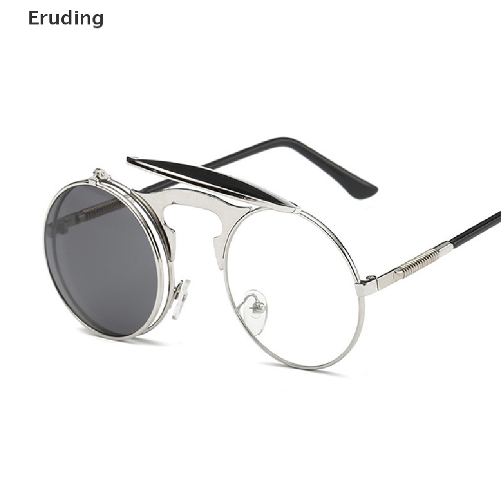 [Eruding] Fashion Retro Vintage Gothic Round Flip Up Sunglasses Steampunk Glasses New Hot Sale