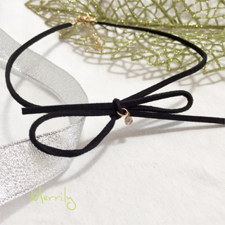 Choker nơ đen đính đá