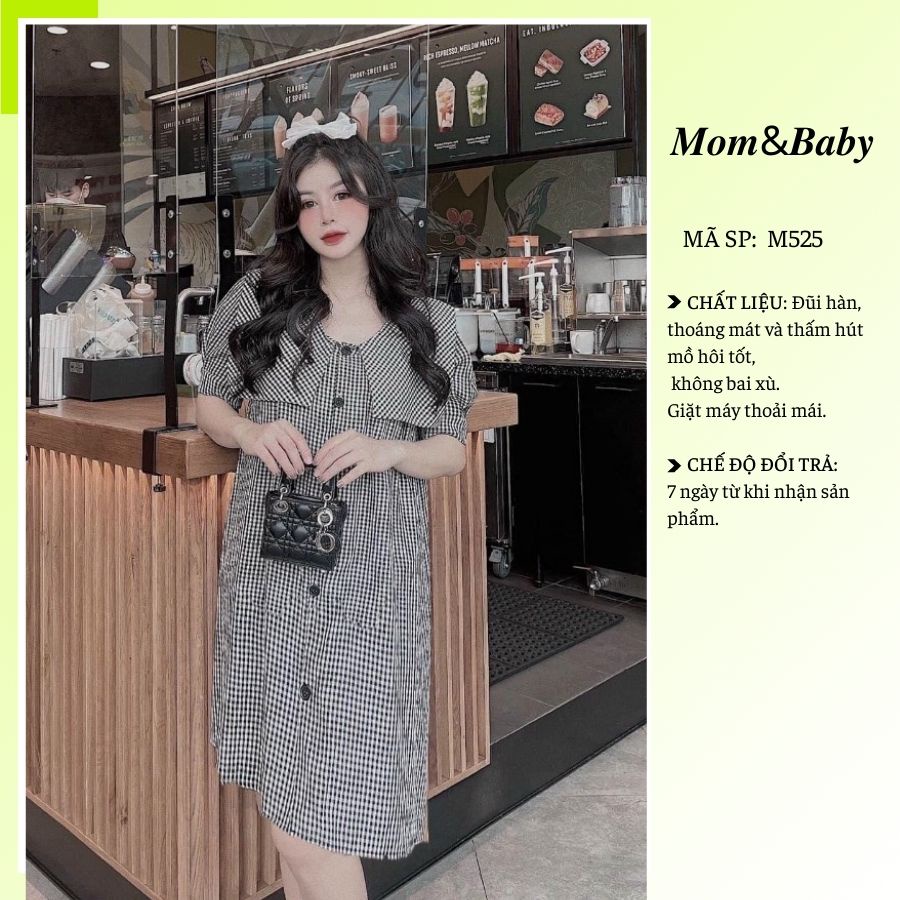 Váy bầu cổ bèo thời trang thiết kế công sở xinh xắn đi chơi dự tiệc Mom and Baby M525
