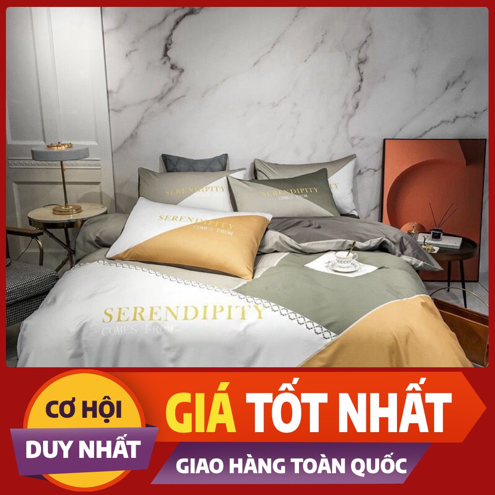 Bộ chăn ga gối cotton 40S in họa tiết