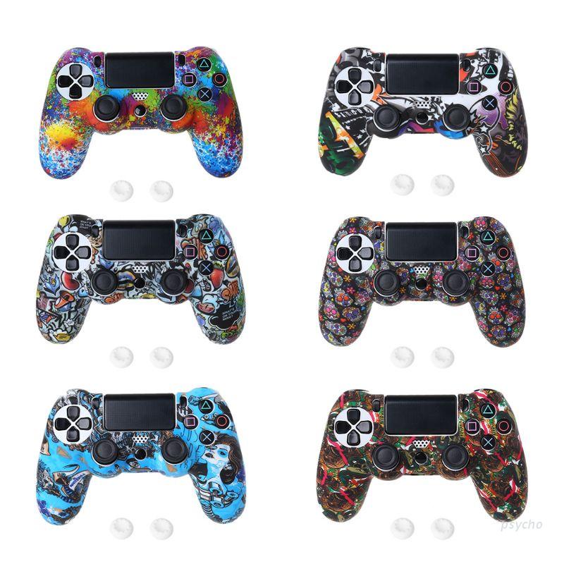 Set vỏ bọc silicon hình đầu lâu cho tay cầm chơi game Sony PS4 Slim/ Pro