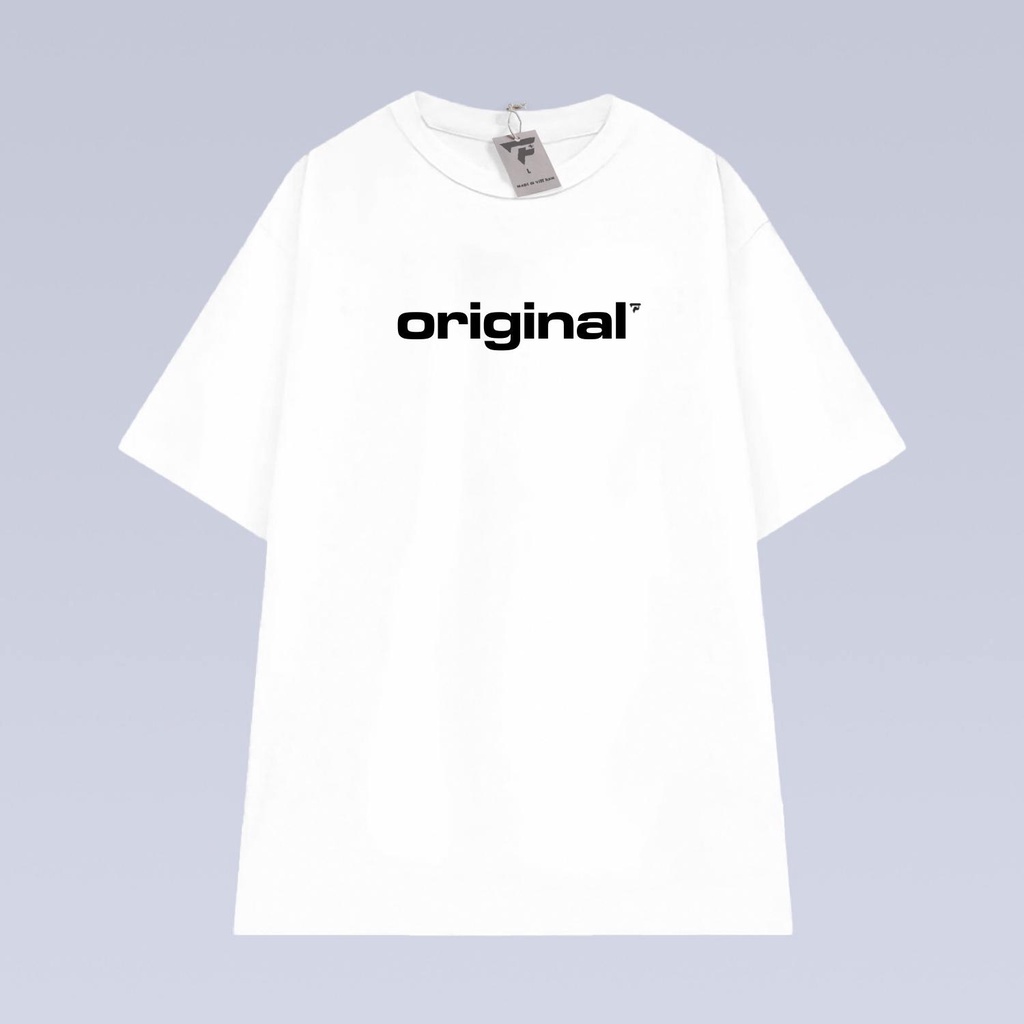 Áo thun unisex basic nam nữ tee form rộng in chữ ORIGINAL vải mềm mát FPLUS FP113