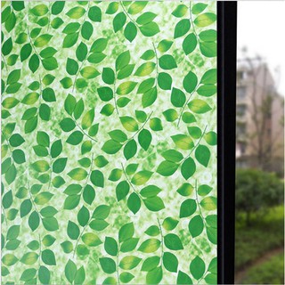 3m x 60cm Decal dán kính mờ cửa sổ có sẵn keo - lá xanh đậm LPP002