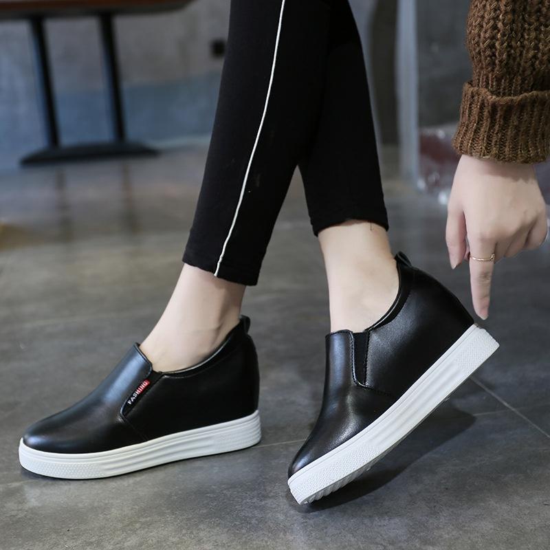 Giày nữ độn đế 6cm cực tôn dáng cho chị em sneaker thể thao 2 màu đen trắng [GN01]