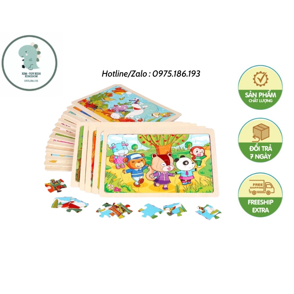 Đồ chơi tranh ghép hình 24 miếng bằng gỗ cho bé, tranh xếp hình 24 mảnh bằng gỗ giúp bé phát triển trí tuệ