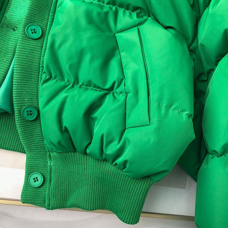 Áo Khoác Bóng Chày Bằng Cotton Đệm Cotton Màu Xanh Lá Thời Trang Thu Đông Dành Cho Bạn Nữ