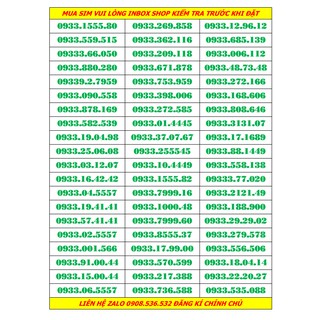 sim số đẹp mobi đầu 0933 giá bình dân