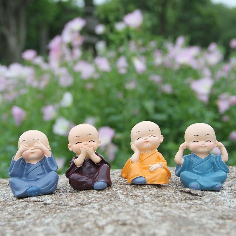 Đồ trang trí Tượng Chú Tiểu Hoạt Hình Sáng Tạo Bằng Nhựa Resin Làm Quà Tặng Đa Ứng Dụng