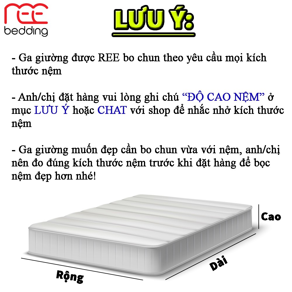 Bộ ga giường và vỏ gối Cotton TC REE Bedding CTC43 đủ size trải nệm 1m2, 1m4, 1m6, 1m8, 2m đẹp | BigBuy360 - bigbuy360.vn