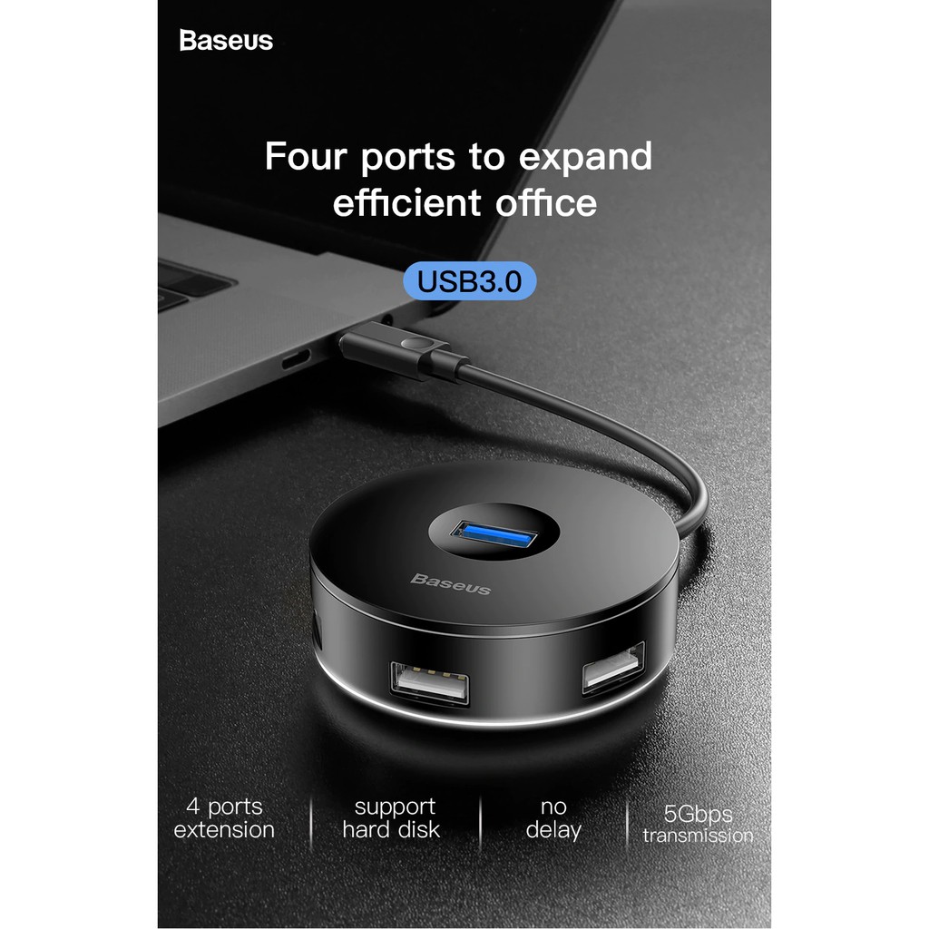 Bộ HUB chuyển đổi Type C sang USB 3.0 Baseus Round Box HUB