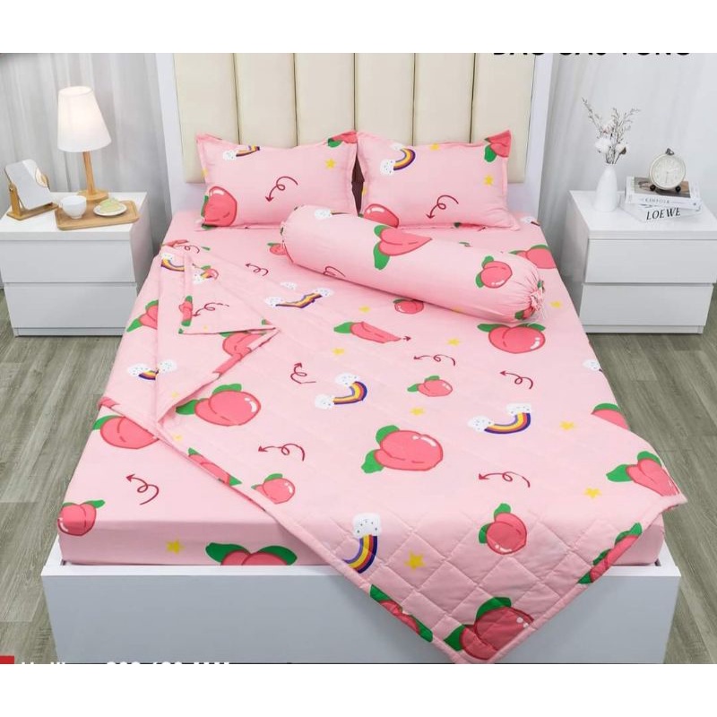 Bộ chăn hè trần bông ga gối 5 món poly cotton mẫu mới 2022