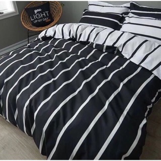 Set chăn ga poly xọc than trắng - uy tín