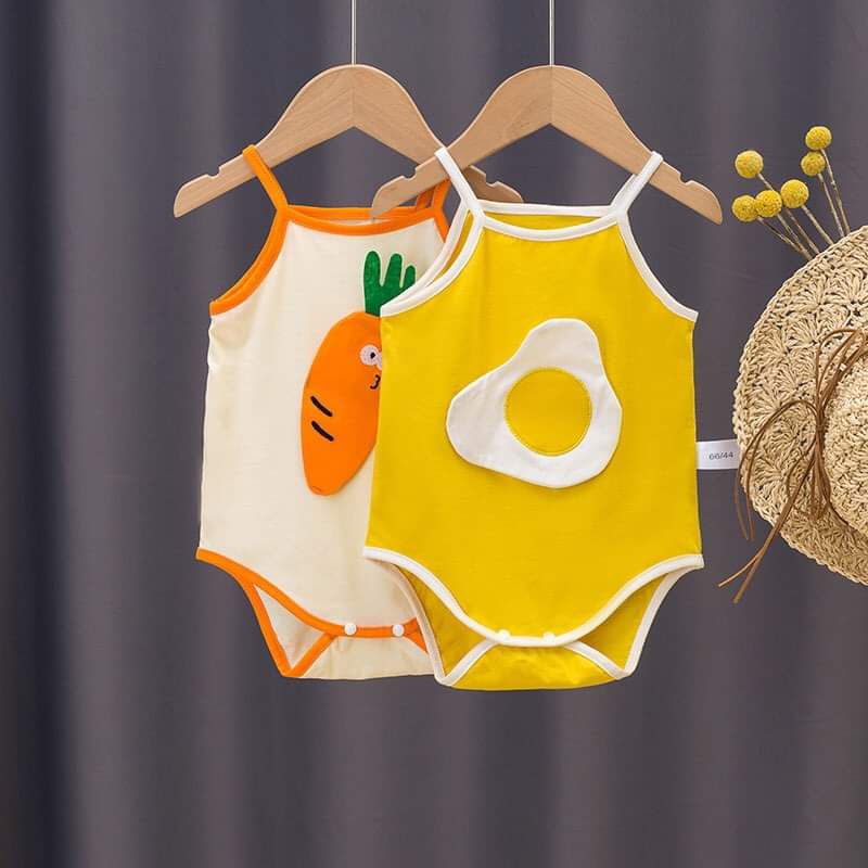 Bộ Áo Liền Thân 2 Dây Mùa Hè Hoạ Tiết 3D Dễ Thương Phong Cách Hàn Quốc Cho Bé