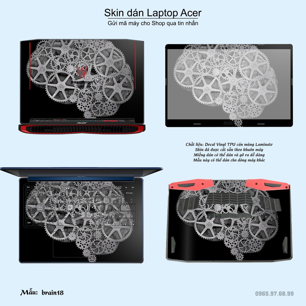 Skin dán Laptop Acer in hình Left Brain Right Brain (inbox mã máy cho Shop)