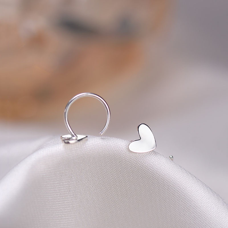 Bông Tai Mạ Bạc Dạng Móc Hình Trái Tim Ốc Vít Thời Trang Cho Nữ