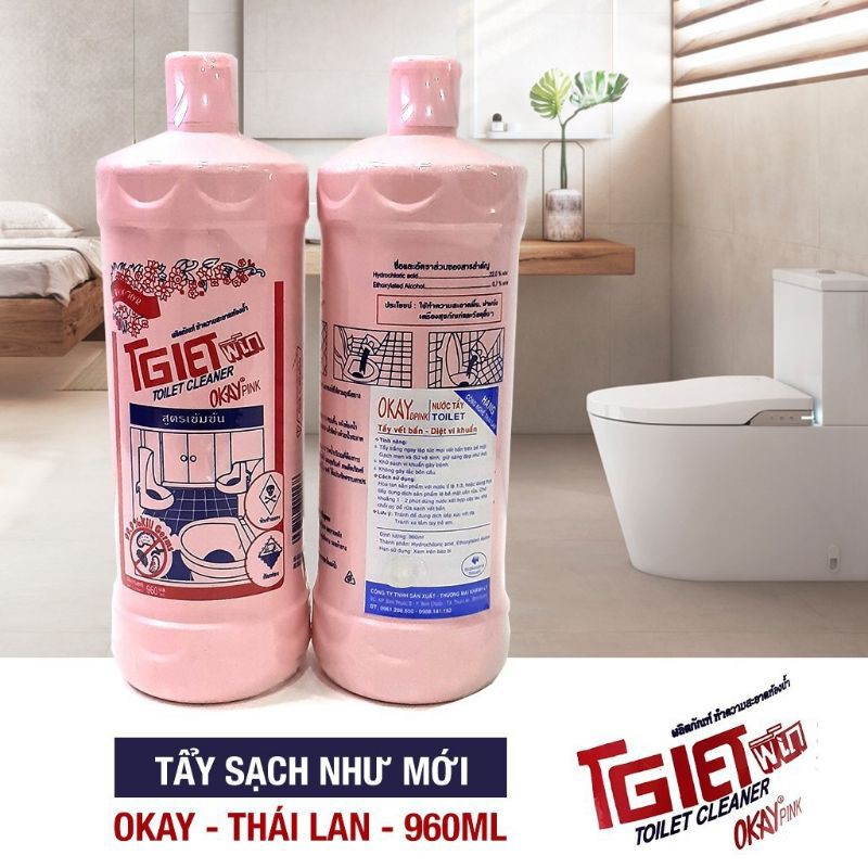 Nước tẩy rửa bồn cầu, nhà vệ sinh Okey Thái Lan thần thánh 960ml