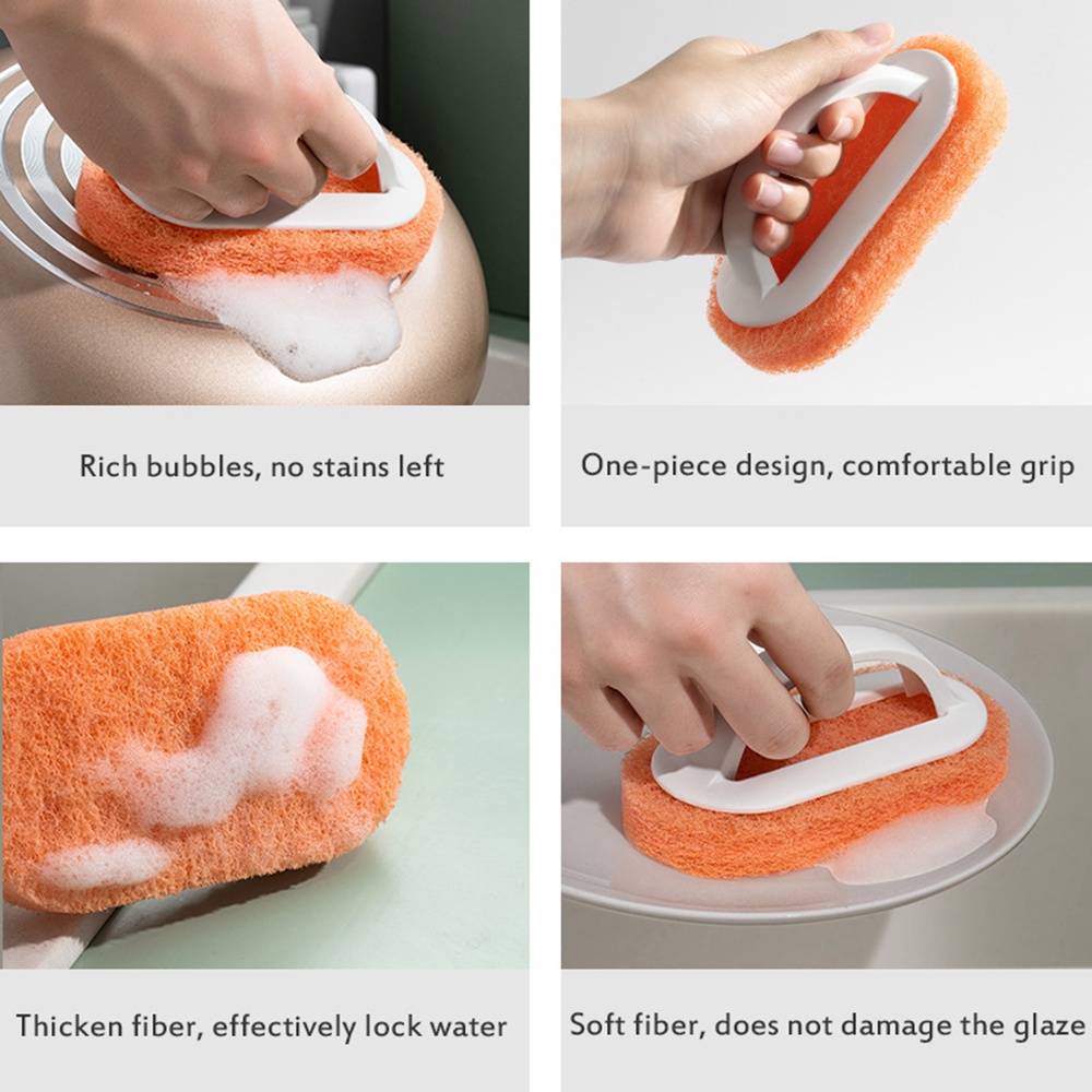 Bàn Chải Bọt Biển Có Tay Cầm Dùng Để Vệ Sinh Nhà Tắm / Nhà Bếp Tiện Dụng
