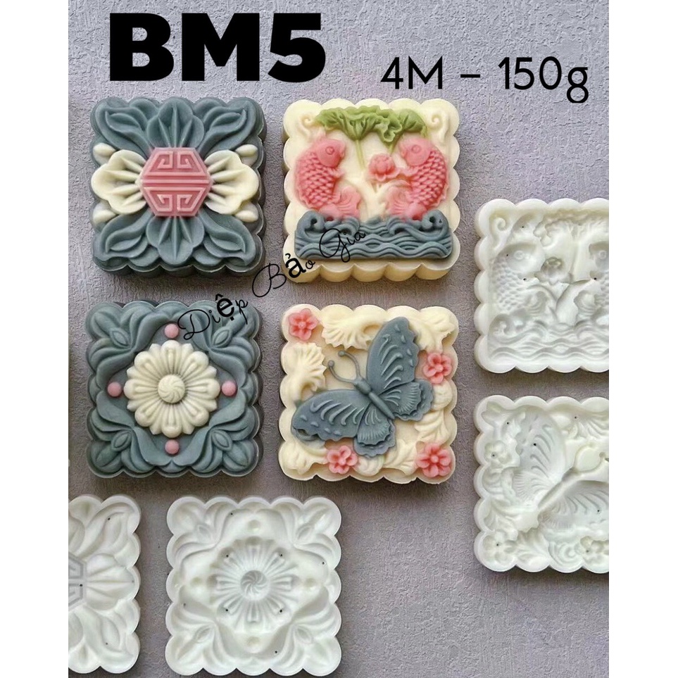 Mặt khuôn trung thu lẻ bộ vuông 4c 150-200g
