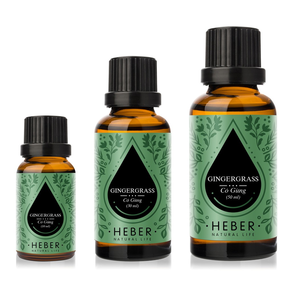 Tinh Dầu Cỏ Gừng Gingergrass Heber Natural Life, Cao Cấp Nhập Khẩu, Thiên Nhiên Nguyên Chất, Chai 10ml/30ml/50ml