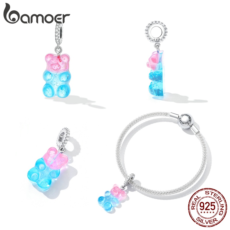 Mặt dây BAMOER SCC2221 bằng bạc 925 hình gấu dễ thương trang trí đồ trang sức