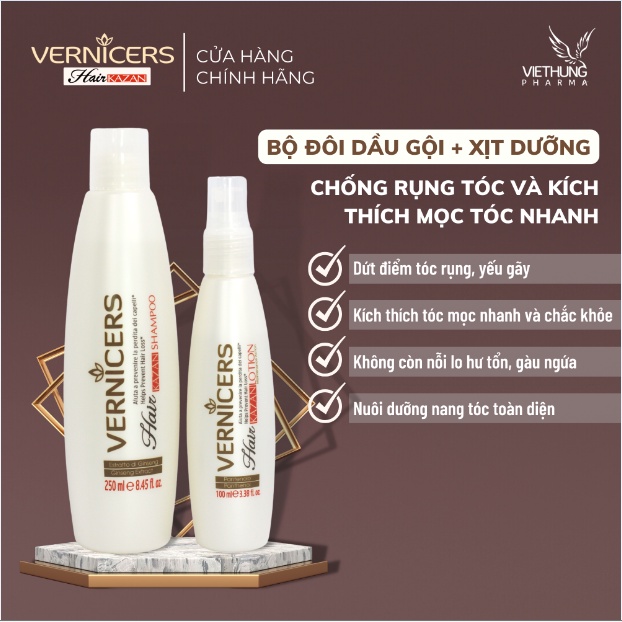 Dầu Gội Đầu Chống Rụng Tóc và Kích Thích Mọc Tóc VERNICERS HAIR Nhập Khẩu Ý, chai 250ml ( Chính Hãng )