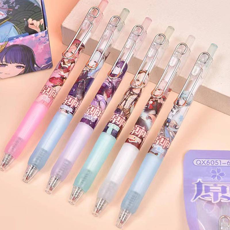 Set 6 Bút Bi Mực Đen Kiểu Dáng Đáng Yêu