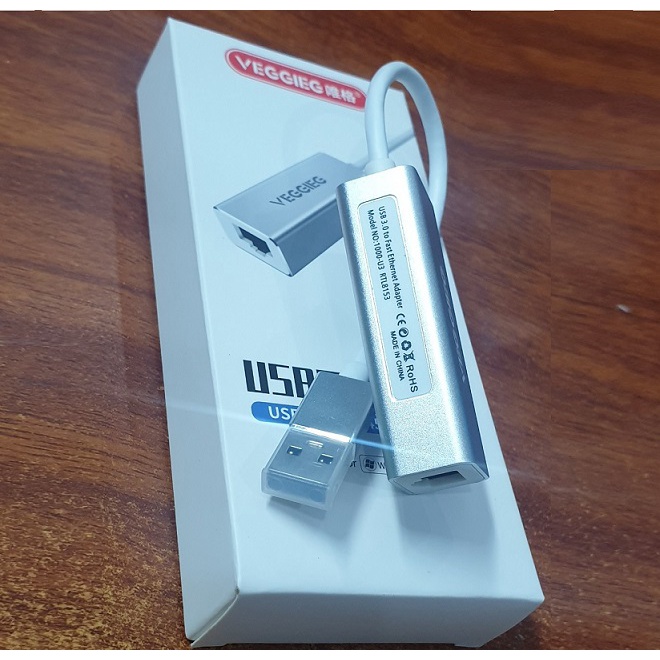 Cáp Chuyển Đổi Từ USB 3.0 To LAN Veggieg Vỏ Hợp Kim Nhôm Gigabit Ethernet U3 RT8153
