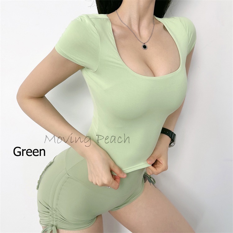 Áo thun MOVING PEACH BTL tay ngắn mỏng thoáng khí dùng khi chạy bộ/ tập yoga với 5 màu tùy chọn dành cho nữ