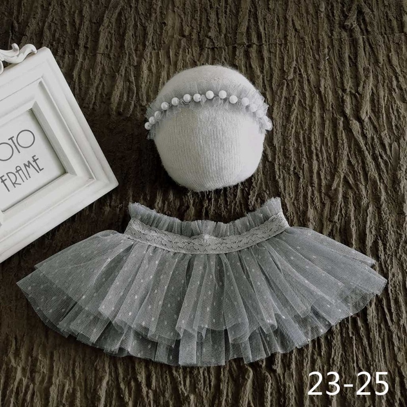 Bộ Phụ Kiện Váy Ren Đính Ngọc Trai Dùng Chụp Ảnh Cho Bé Sơ Sinh