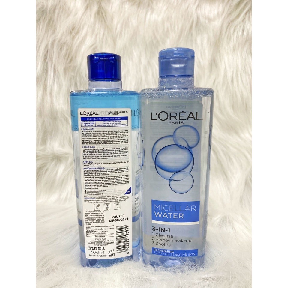 Nước Tẩy Trang Loreal 400ml- L'Oreal 3 In 1 Micellar