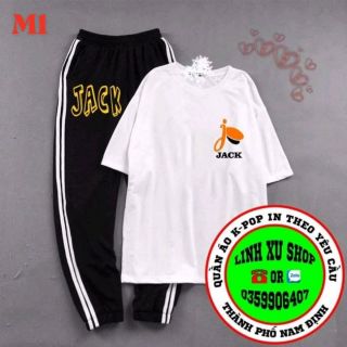 Set Áo Quần JACK, Set Áo Thun Trắng + Quần Kẻ Sọc JACK