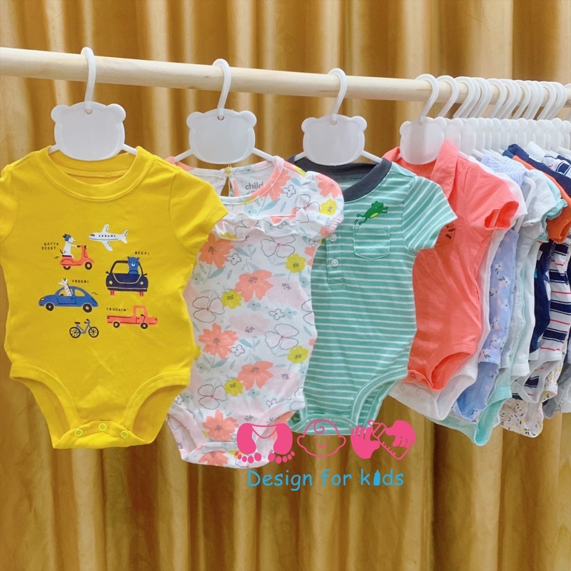 (Size 3-6m) Body chip cộc tay cổ đức / cổ tròn / cổ trụ hàng xuất khẩu cho bé trai và bé gái