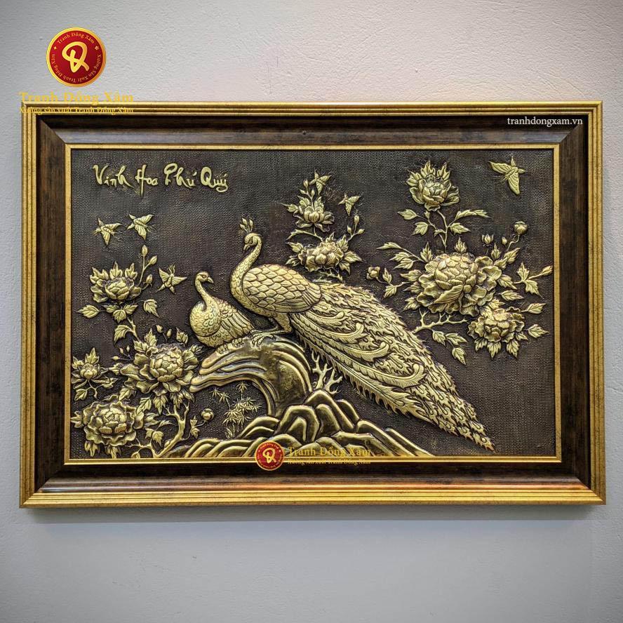 Tranh Đồng Vinh Hoa Phú Quý Nền Giả Cổ Khung Decor