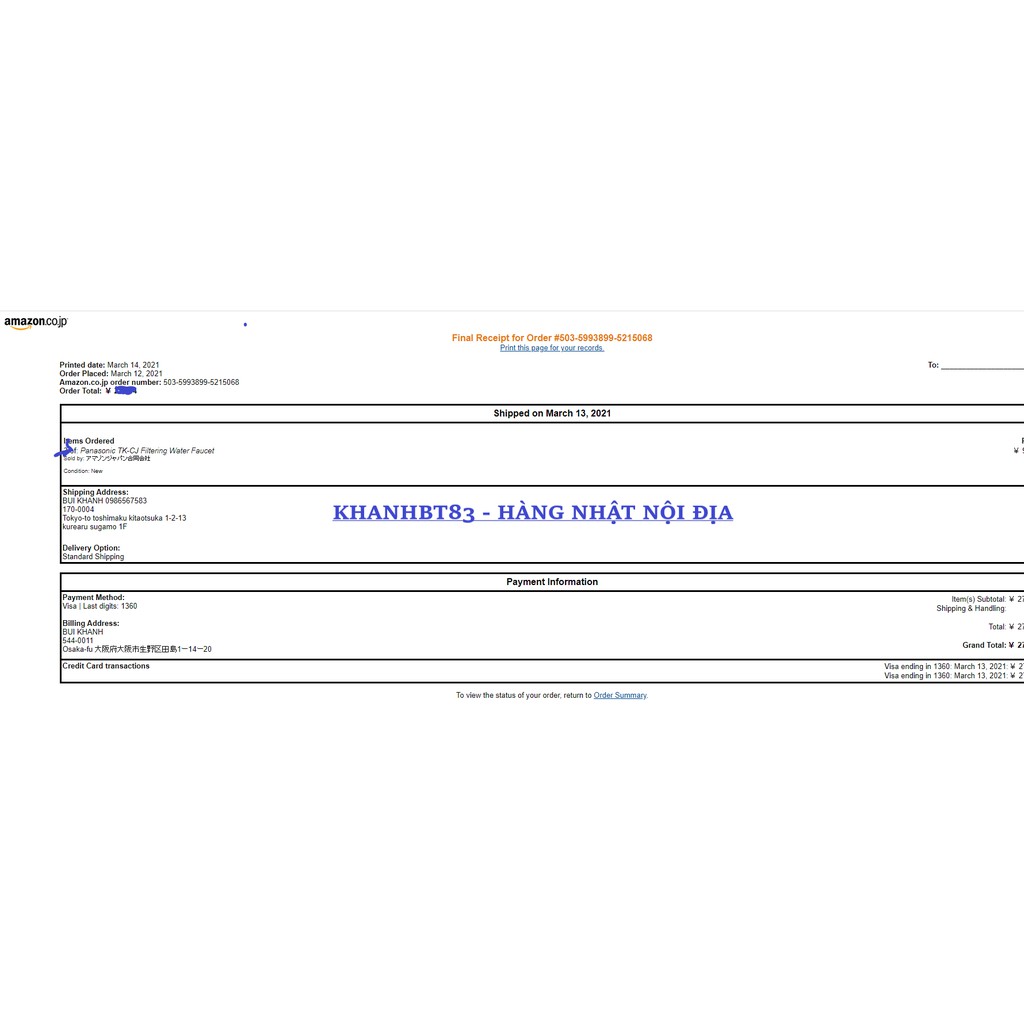Máy lọc nước tại vòi PANASONIC TK-CJ23-H