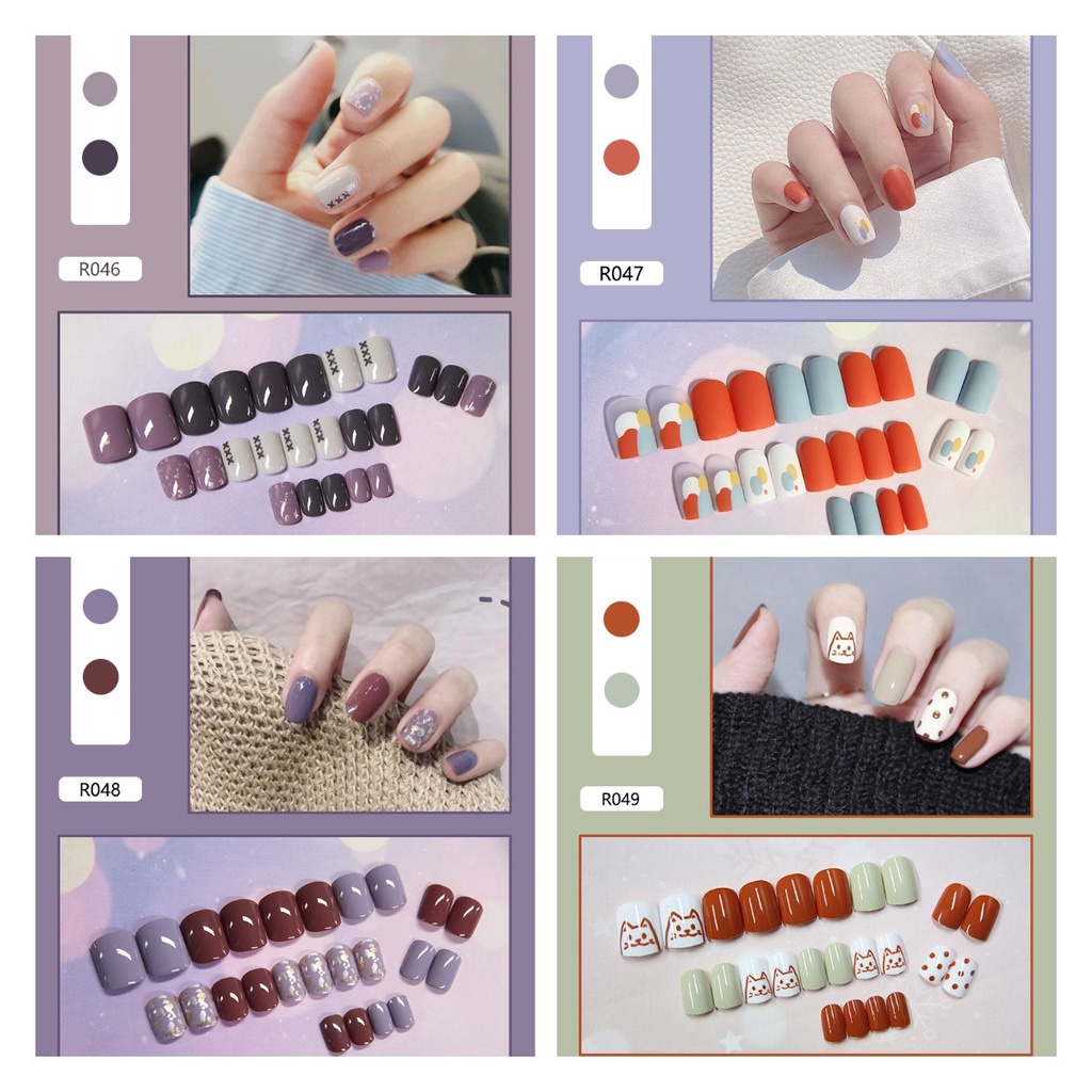 Bộ 24 Móng Tay Giả Dài R001-R050