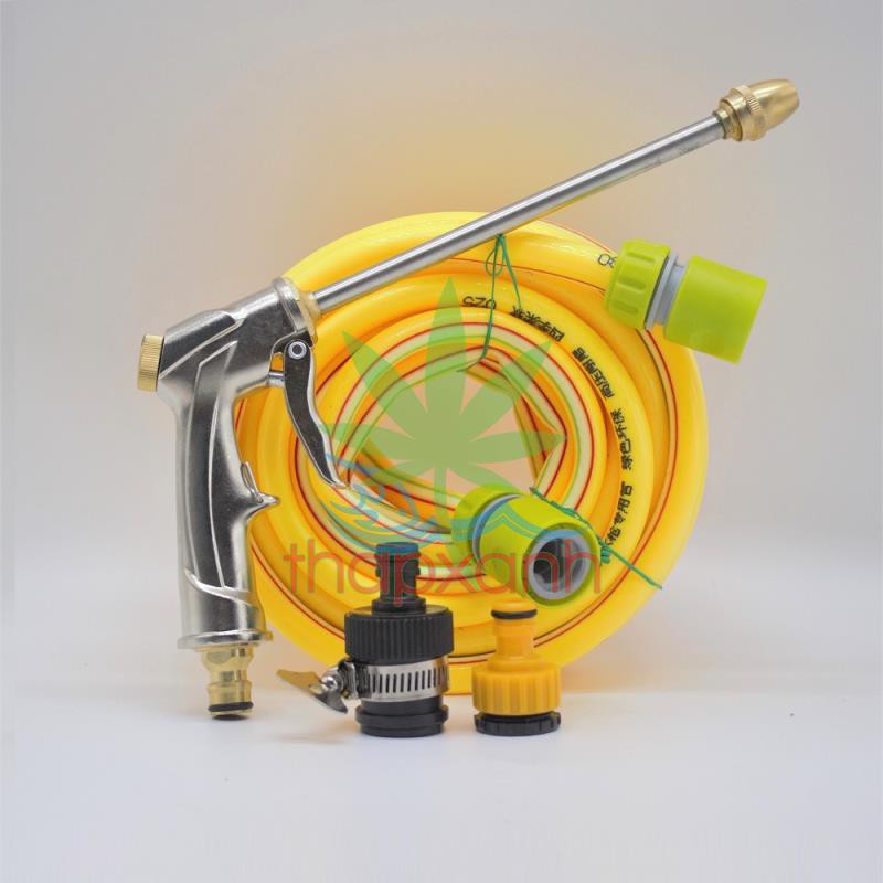 Bộ vòi xịt nước tưới cây, Rửa xe BDT-6235 Vòi đồng VOI-17 + 15m dây 16mm