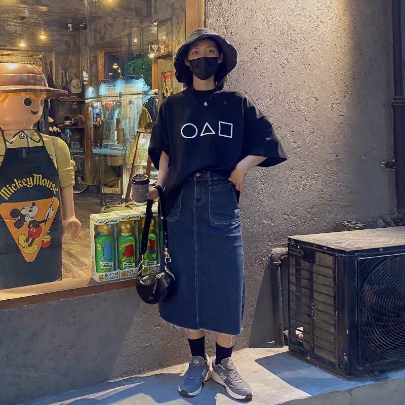 Áo Phông Squib Game Unisex 🦋 Áo Thun Nam Nữ Dáng Rộng Hình Nổi 2 Màu 🦋