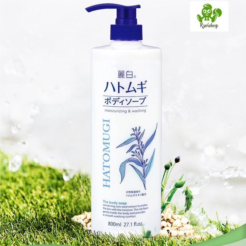 Sữa tắm dưỡng da Nhật Bản Hatomugi moisturizing &amp; washing 800ml chiết xuất từ hạt ý dĩ